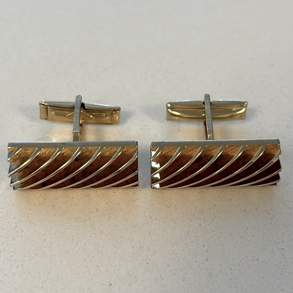 Vintage SARAH COVENTRY gold tone cufflinks mid century modern rectangle shape